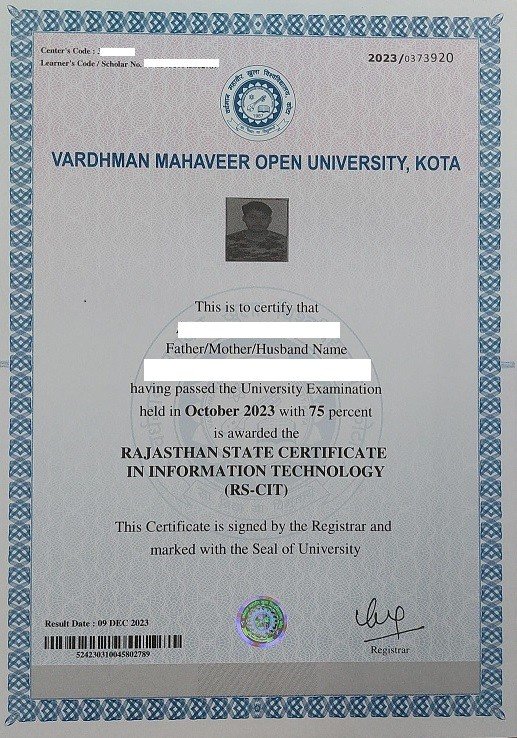 RSCIT Certificate