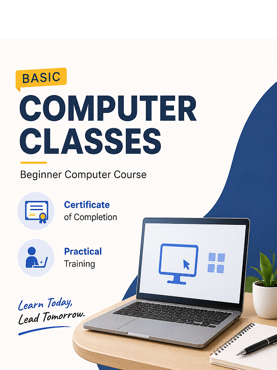 Basic Computer Classes – Beginner Computer Course with Certificate & Practical Training